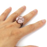 Ethnic Style Tree Oval Agate Copper Open Ring 1 Piece sku image 3