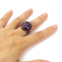 Ethnic Style Tree Oval Agate Copper Open Ring 1 Piece sku image 10