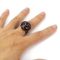 Ethnic Style Tree Oval Agate Copper Open Ring 1 Piece sku image 7