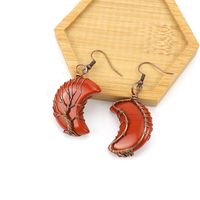 Simple Style Moon Natural Stone Copper Plating Drop Earrings 1 Pair main image 5