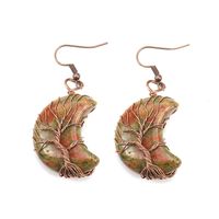 Simple Style Moon Natural Stone Copper Plating Drop Earrings 1 Pair sku image 8