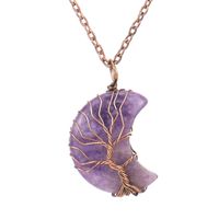 Simple Style Moon Tree Natural Stone Copper Pendant Necklace In Bulk sku image 9