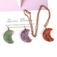 Simple Style Moon Tree Natural Stone Copper Pendant Necklace In Bulk main image 3