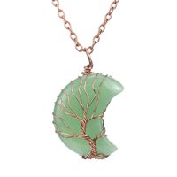 Simple Style Moon Tree Natural Stone Copper Pendant Necklace In Bulk sku image 3