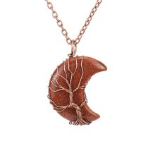 Simple Style Moon Tree Natural Stone Copper Pendant Necklace In Bulk sku image 2