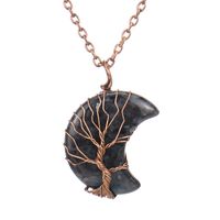 Simple Style Moon Tree Natural Stone Copper Pendant Necklace In Bulk sku image 1