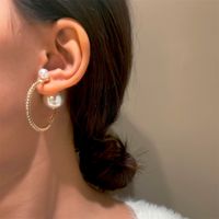 1 Pair Exaggerated Geometric Plating Alloy Artificial Pearls Rhinestones Hoop Earrings main image 3