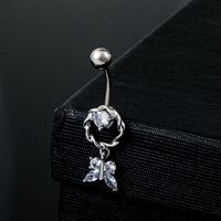 Sexy Spider Butterfly Stainless Steel Inlay Zircon Belly Ring main image 2
