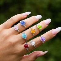 Simple Style Round Copper Inlay Opal Rings 1 Piece main image 1