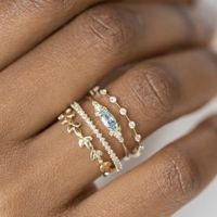 4 Piece Set Fashion Geometric Alloy Inlay Artificial Gemstones Women's Rings main image 2