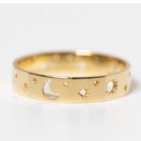 1 Piece Fashion Star Moon Alloy Plating Hollow Out Unisex Rings main image 3