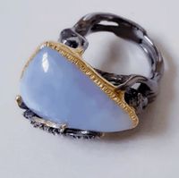 Retro Water Droplets Alloy Inlay Artificial Gemstones Women's Rings sku image 3