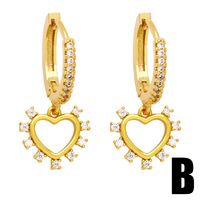 Fashion Heart Shape Copper Plating Zircon Drop Earrings 1 Pair sku image 2