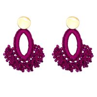 1 Pair Ethnic Style Sector Beaded Braid Resin Gold Plated Chandelier Earrings main image 3