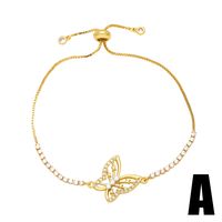 Estilo Simple Luna Mariposa Cobre Enchapado Perlas Artificiales Circón Pulsera 1 Pieza sku image 1