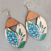 1 Pair Bohemian Splicing Flower Wood Hollow Out Women's Drop Earrings sku image 2