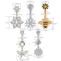 Fashion Flower Bee Stainless Steel Plating Artificial Gemstones Belly Ring main image 2