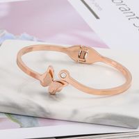 Fashion Star Snake Butterfly Titanium Steel Plating Inlay Zircon Bangle 1 Piece sku image 10