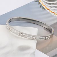 Fashion Star Snake Butterfly Titanium Steel Plating Inlay Zircon Bangle 1 Piece sku image 14