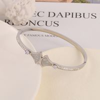 Fashion Star Snake Butterfly Titanium Steel Plating Inlay Zircon Bangle 1 Piece sku image 42