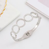 Fashion Star Snake Butterfly Titanium Steel Plating Inlay Zircon Bangle 1 Piece sku image 32