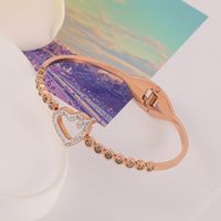 Fashion Star Snake Butterfly Titanium Steel Plating Inlay Zircon Bangle 1 Piece sku image 45