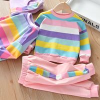 Casual Stripe Cotton Blend Girls Clothing Sets main image 5