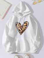 Mujeres Sudadera Manga Larga Sudaderas Con Capucha Y Sudaderas Impresión Bolsillo Casual Forma De Corazón main image 2