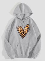 Women's Hoodie Long Sleeve Hoodies & Sweatshirts Printing Pocket Casual Heart Shape sku image 1