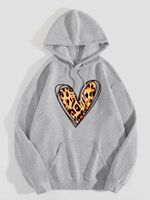 Women's Hoodie Long Sleeve Hoodies & Sweatshirts Printing Pocket Casual Heart Shape sku image 3