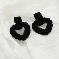 1 Pair Fashion Heart Shape Cloth Flocking Women's Drop Earrings sku image 3