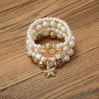 4 Pieces Fashion Tree Starfish Artificial Pearl Beaded Women's Bracelets sku image 2