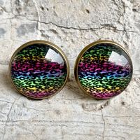 1 Pair Fashion Color Block Inlay Iron Glass Stone Ear Studs sku image 6
