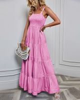 Women's Strap Dress Fashion Square Neck Printing Sleeveless Stripe Maxi Long Dress Daily main image 5