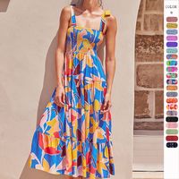 Women's A-line Skirt Fashion Collarless Printing Sleeveless Printing Maxi Long Dress Street main image 1