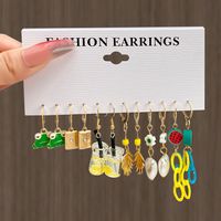 1 Set Fashion Geometric Arylic Alloy Plating Artificial Pearls Women's Drop Earrings sku image 8