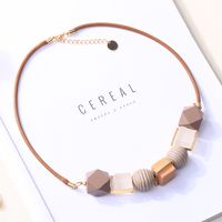 1 Piece Fashion Round Square Plastic Wood Resin Women's Necklace sku image 3
