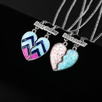 2 Pieces Fashion Heart Shape Alloy Enamel Couple Pendant Necklace main image 3