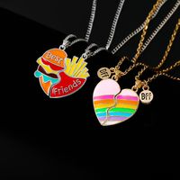 2 Pieces Fashion Heart Shape Alloy Enamel Couple Pendant Necklace main image 2
