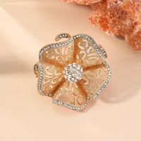 1 Piece Exaggerated Flower Alloy Plating Inlay Artificial Diamond Women's Rings sku image 1