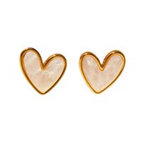 Fashion Heart Shape Copper Inlay Opal Ear Studs 1 Pair main image 3