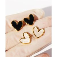 Fashion Heart Shape Copper Inlay Opal Ear Studs 1 Pair main image 1