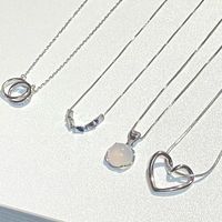 Simple Style Round Heart Shape Titanium Steel Inlay Artificial Gemstones Necklace main image 1