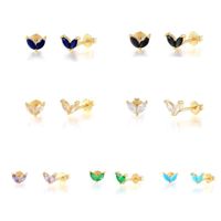 Fashion Leaf Sterling Silver Plating Inlay Artificial Diamond Ear Studs 1 Pair main image 5