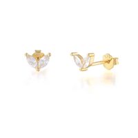 Fashion Leaf Sterling Silver Plating Inlay Artificial Diamond Ear Studs 1 Pair sku image 1