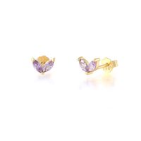 Fashion Leaf Sterling Silver Plating Inlay Artificial Diamond Ear Studs 1 Pair sku image 2