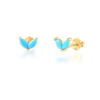 Fashion Leaf Sterling Silver Plating Inlay Artificial Diamond Ear Studs 1 Pair sku image 4