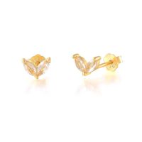 Fashion Leaf Sterling Silver Plating Inlay Artificial Diamond Ear Studs 1 Pair sku image 5