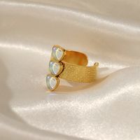 Simple Style Heart Shape Stainless Steel Inlay Opal Open Ring main image 4