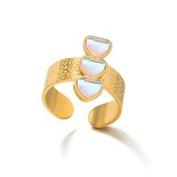 Simple Style Heart Shape Stainless Steel Inlay Opal Open Ring main image 2